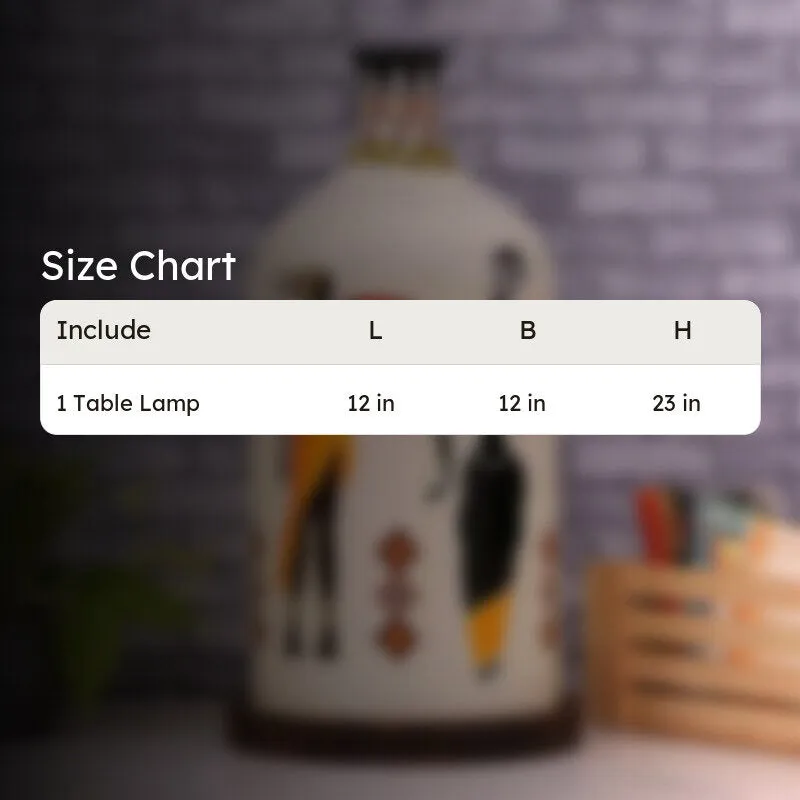Tribal Art Hand Painted Glass Table Lamp - Multicolor media 5