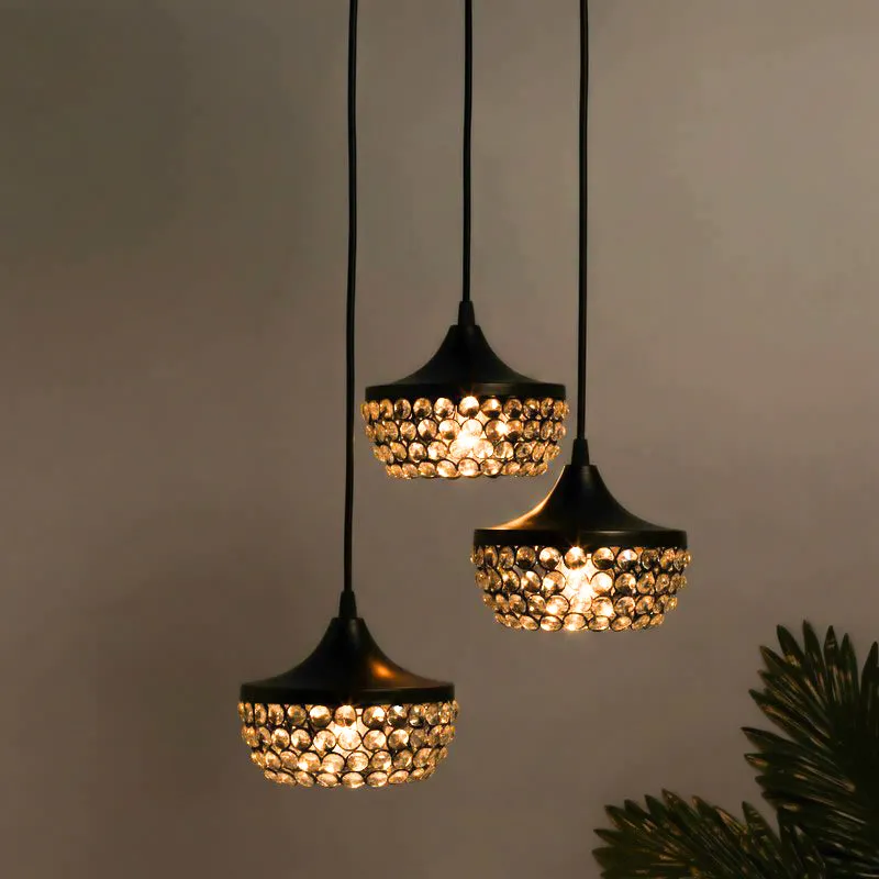 Crystal Crown Metal Clustered Ceiling Lamp media 1
