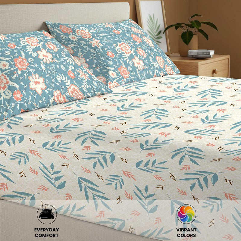 Urban Space Floral Whisper Cotton Bedsheet (Blue) - 144 TC media 6