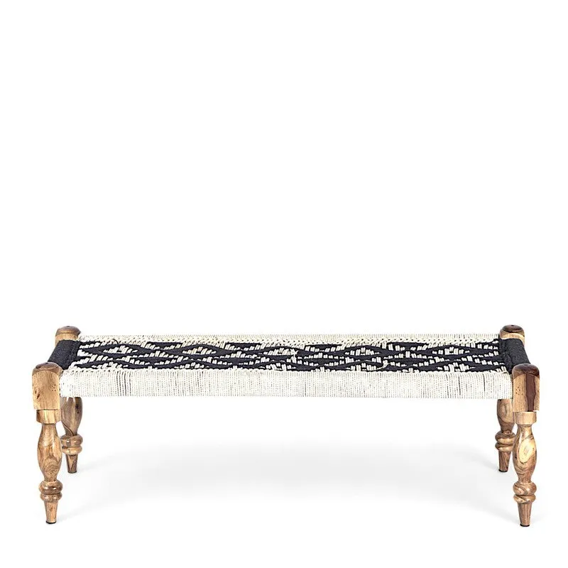 Calrix Sheesham Wooden Bench - Black,White media 3
