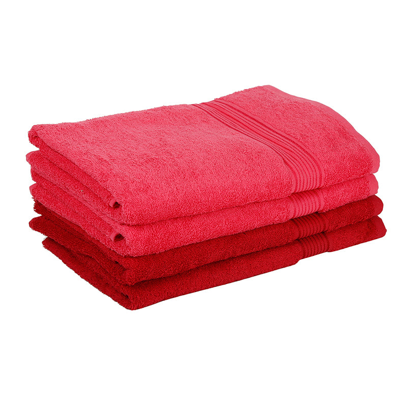 Nuage Cotton Bath Towel (Pink & Red) - Set Of four media 4