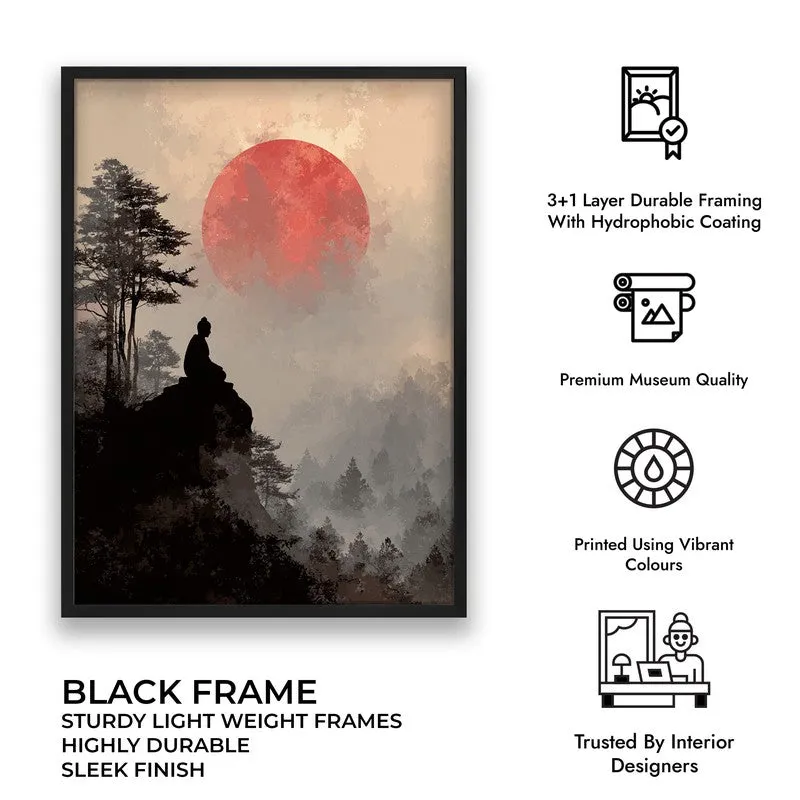 Crimson Sun IV Over Silent Peaks Wall Painting With Black Frame media 8