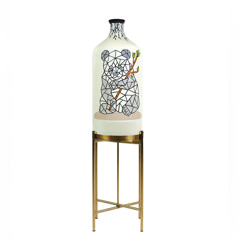 Panda Lines Hand Painted Glass Floor Lamp With Stand media 5