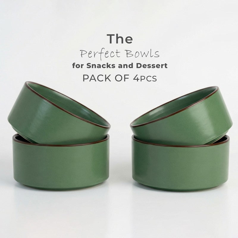 Whimsi Ceramic Soup Bowls (280 mL,Green) - Set Of Four media 3
