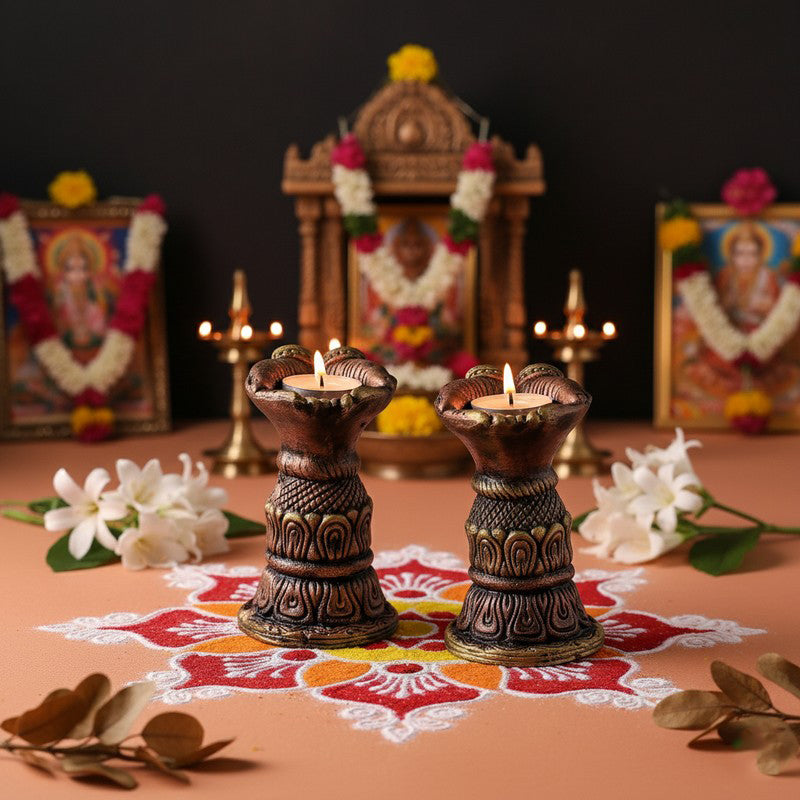Marigold Halo Tealight Holder - Set Of Two