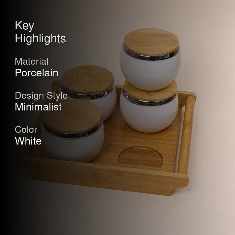 Lira White Dry Fruit Jar With Tray (360 mL Each) - Five Piece Set media 2