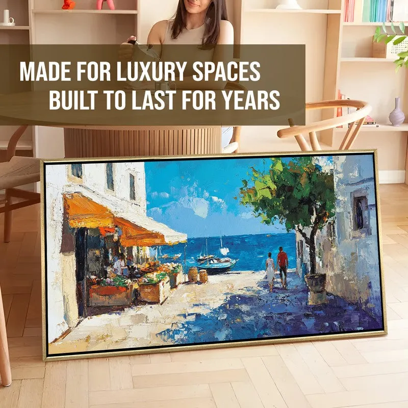 Brushstrokes of Blue Wall Painting With Frame media 7