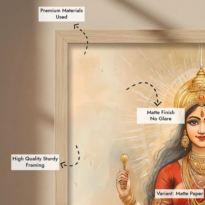 Jagadamba Spiritual Archival Paper Wall Painting - Natural Brown Frame media 6