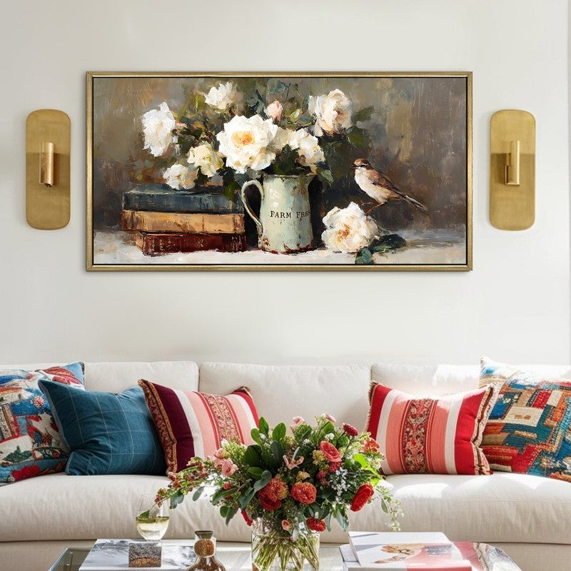 Timeless Bouquet Canvas Wall Painting With Frame