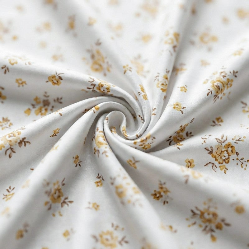 Scattered Blooms Cotton Bedsheet (Mustard) - 180 TC media 5