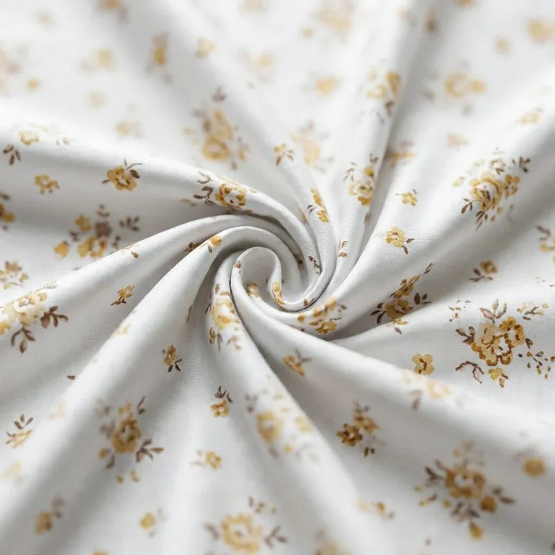 Scattered Blooms Cotton Bedsheet (Mustard) - 180 TC media 5