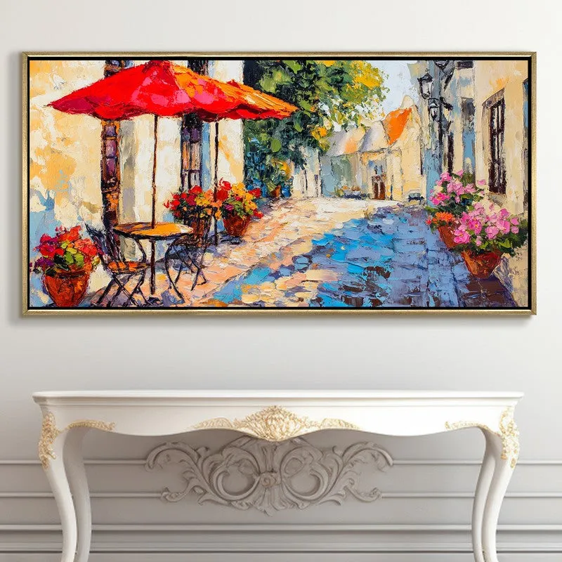 Courtyard Canvas Wall Painting With Frame media 5