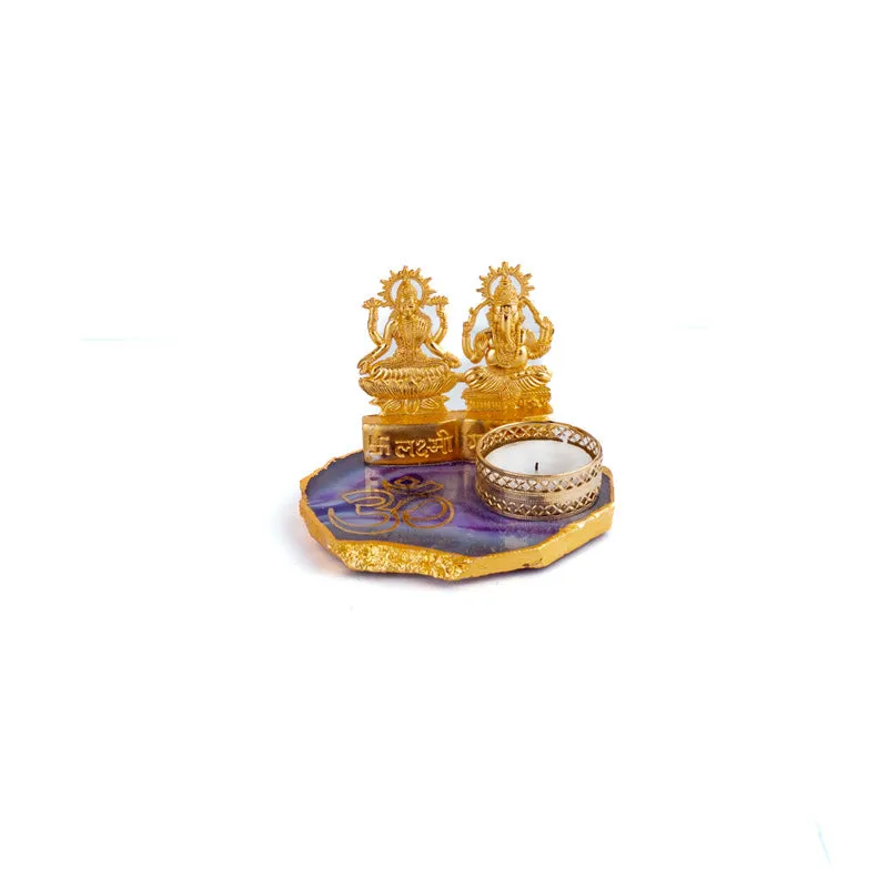 Laxmi Ganesha Kripa Tealight Candle Holder - Violet media 4