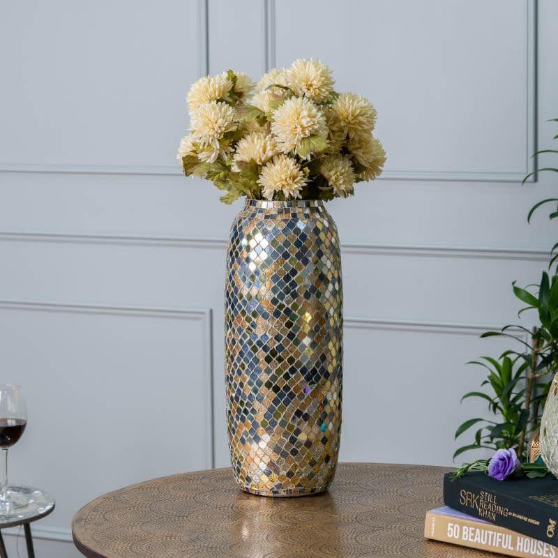 Garnet Mosaic Tall Vase - Silver