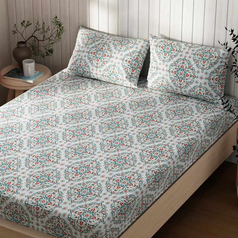 Lopez Cotton Bedsheet (Blue, Pink) - 120 TC media 5