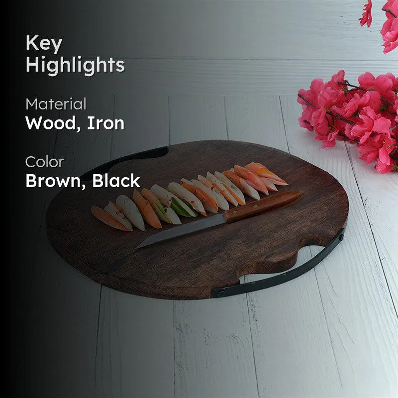 Timber Cut Wood & Iron Chopping Board media 2
