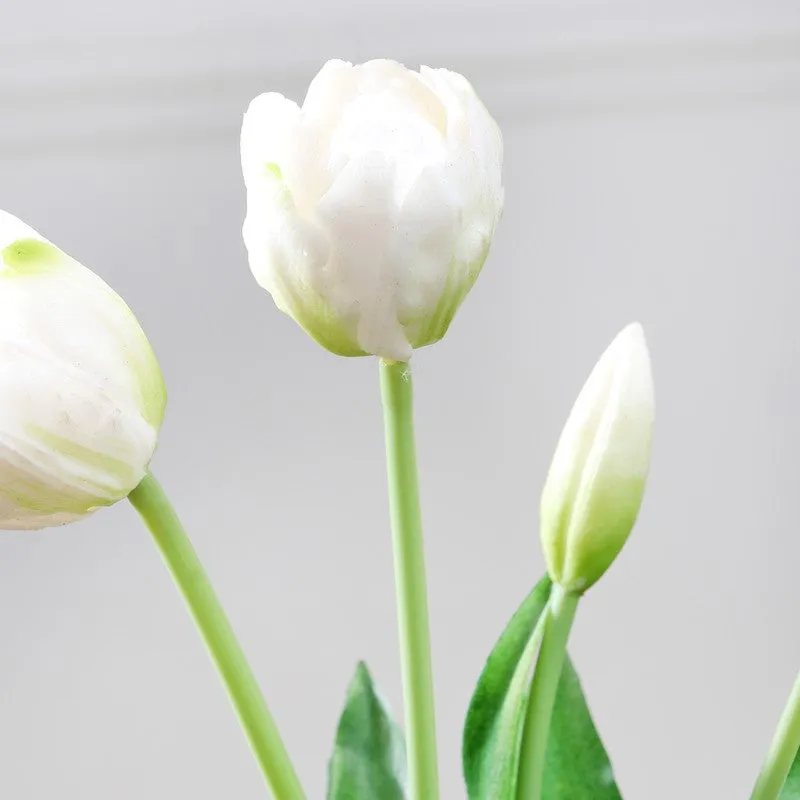 Tulip Artificial Flower Bunch - White media 4