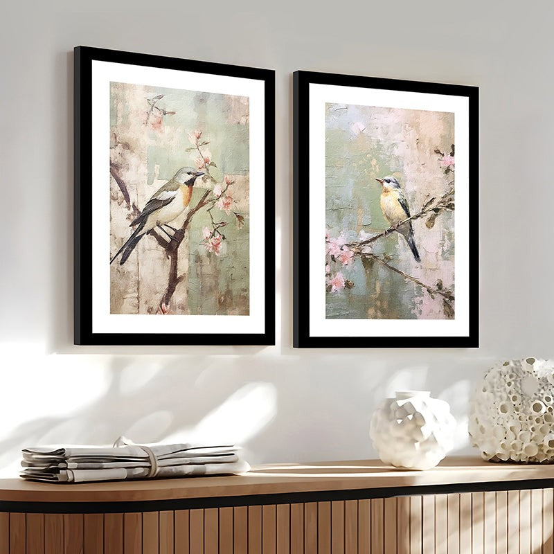Sakura Birds Wall Art With Frame - Set Of Two media 7