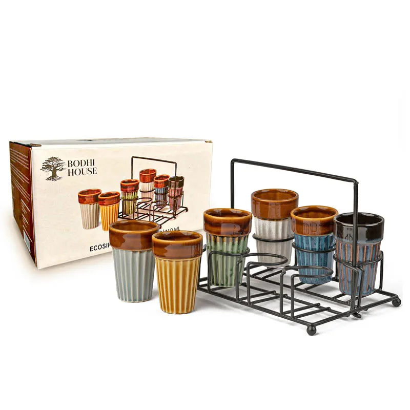Aria Handmade Khulhad With Stand (110 ML) - Seven Piece Set media 4