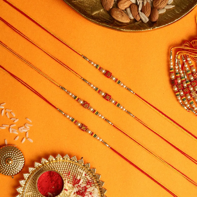Swastika Om Rakhi with Roli Chawal - Thirteen Piece Set media 3