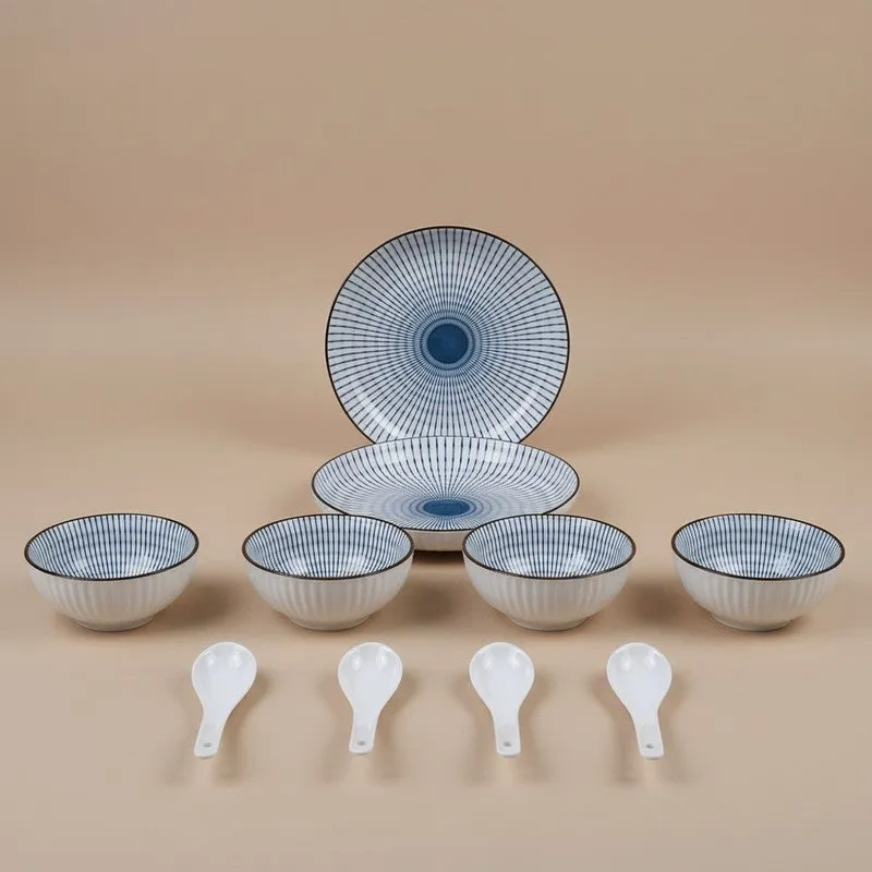 Dine Bloom Ceramic Dinner Set (300 mL Each) - 10 Piece Set media 3