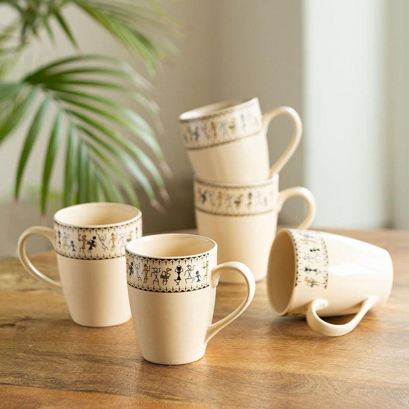 Wise Ceramic Coffee Mug (300 mL Each) - Set of Six