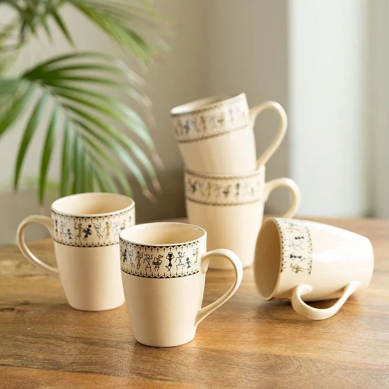 Wise Ceramic Coffee Mug (300 mL Each) - Set of Six media 1