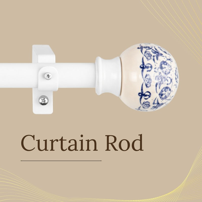 Medina Bar Extendable 1" Single Curtain Rod With Round Finial & Brackets media 3