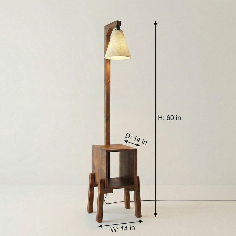 Dreyfus Wooden Floor Lamp With Shelf media 9