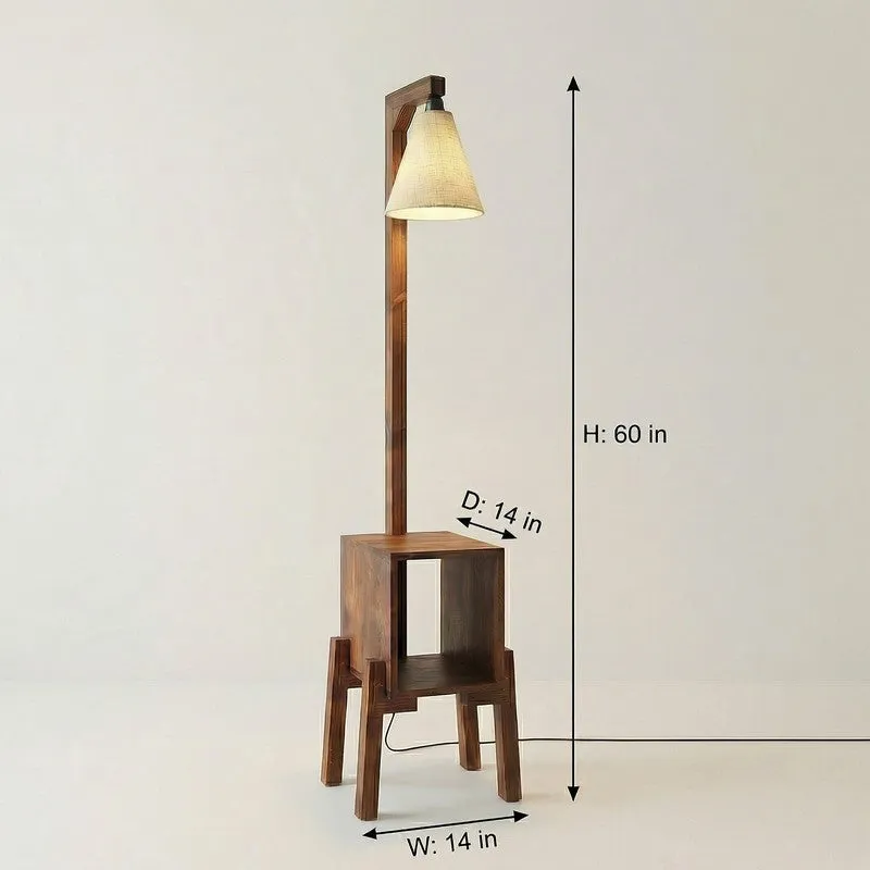 Dreyfus Wooden Floor Lamp With Shelf media 9