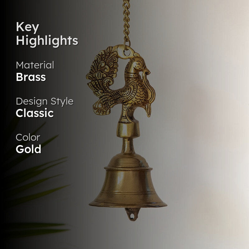 Mayura Kala Hand-Etched Brass Hanging Bell media 2
