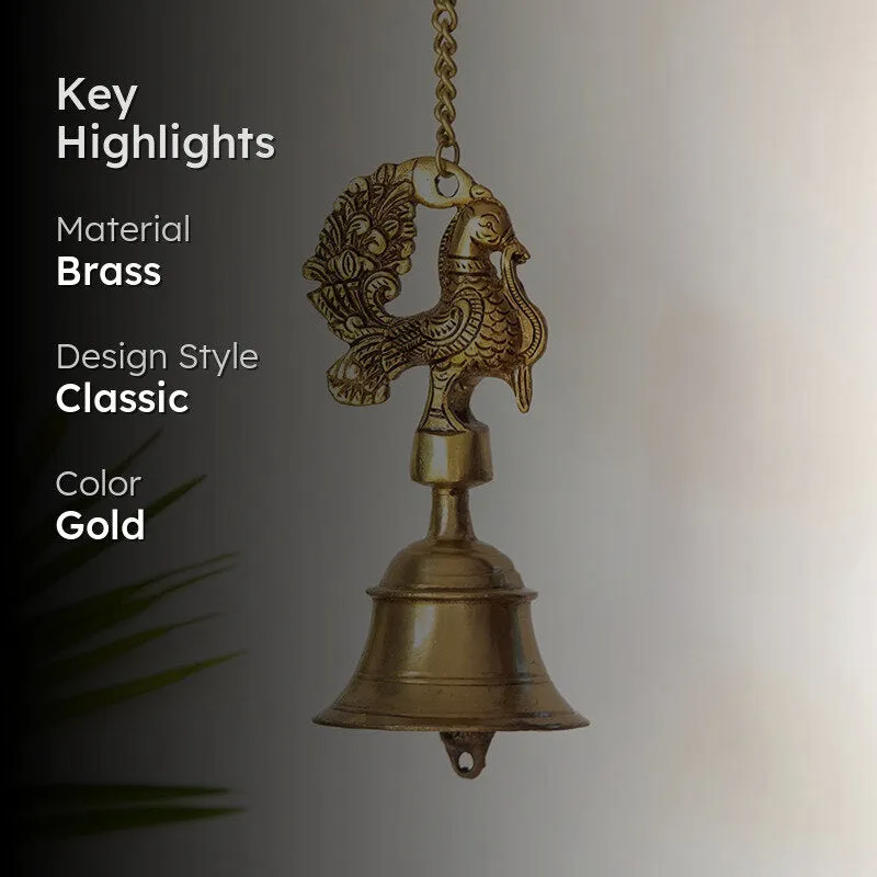 Mayura Kala Hand-Etched Brass Hanging Bell - 2
