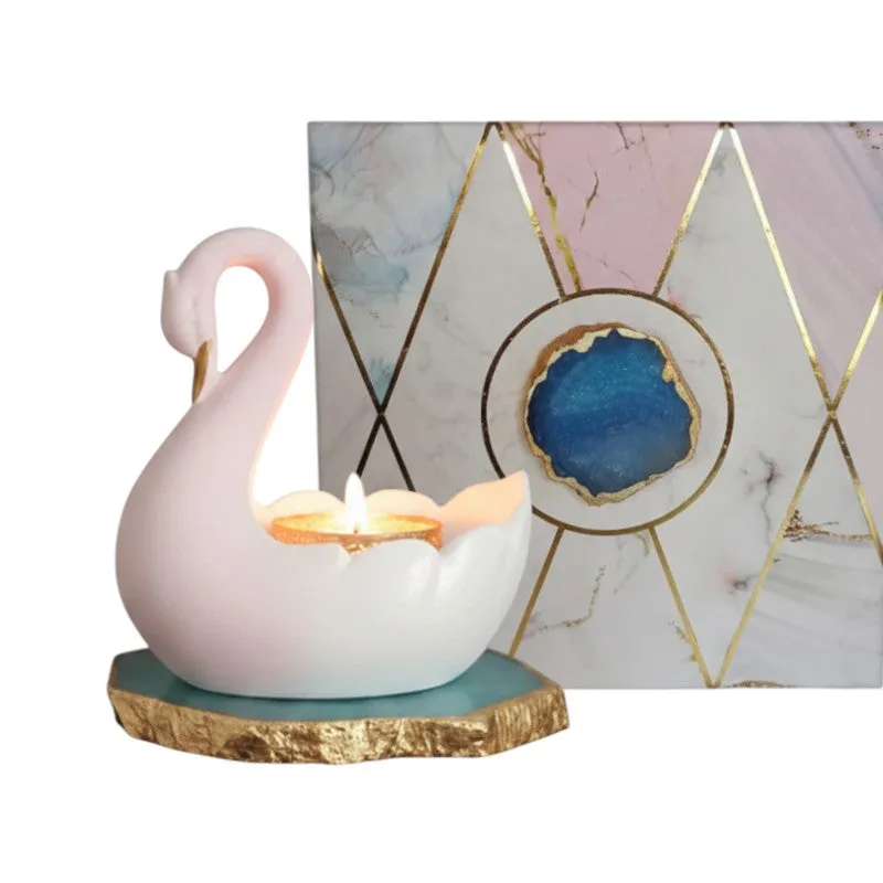 Swan Shaped Resin Tea Light Candle Holder - Turquoise media 9