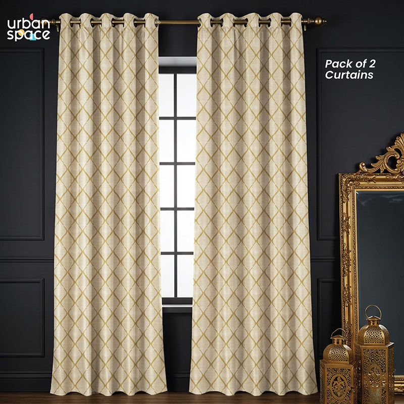Urban Space Brocade Blackout Curtain (Soft Brown) - Set Of Two media 4