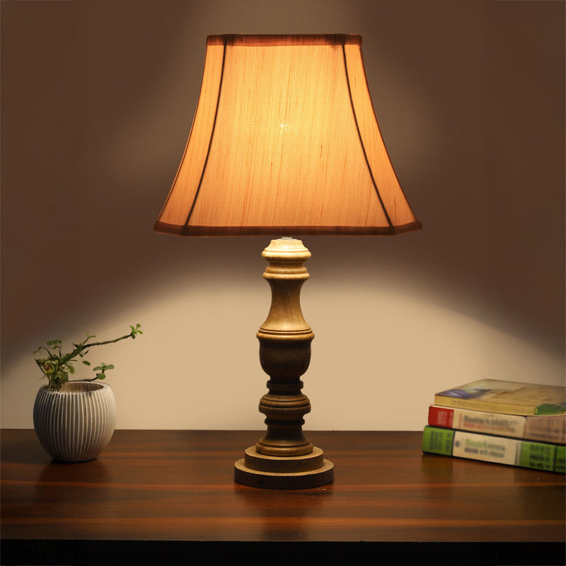 Allume I Carve Wooden Table Lamp - White,Brown