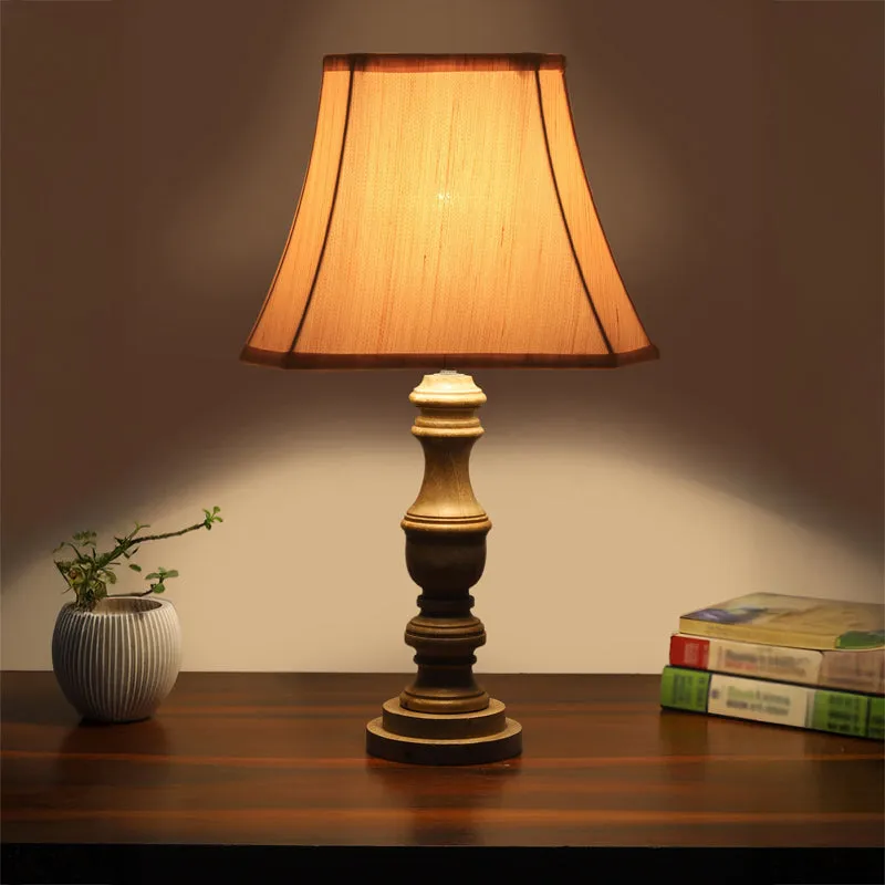 Allume I Carve Wooden Table Lamp - White,Brown media 1