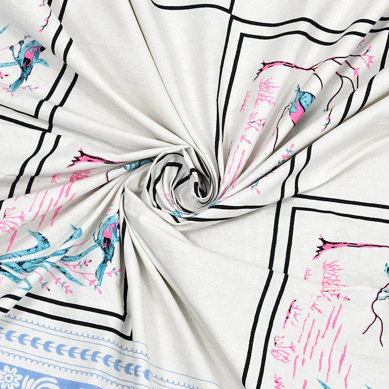 Feather Dreams Cotton Bedsheet (Blue, Pink) - 144 TC media 5