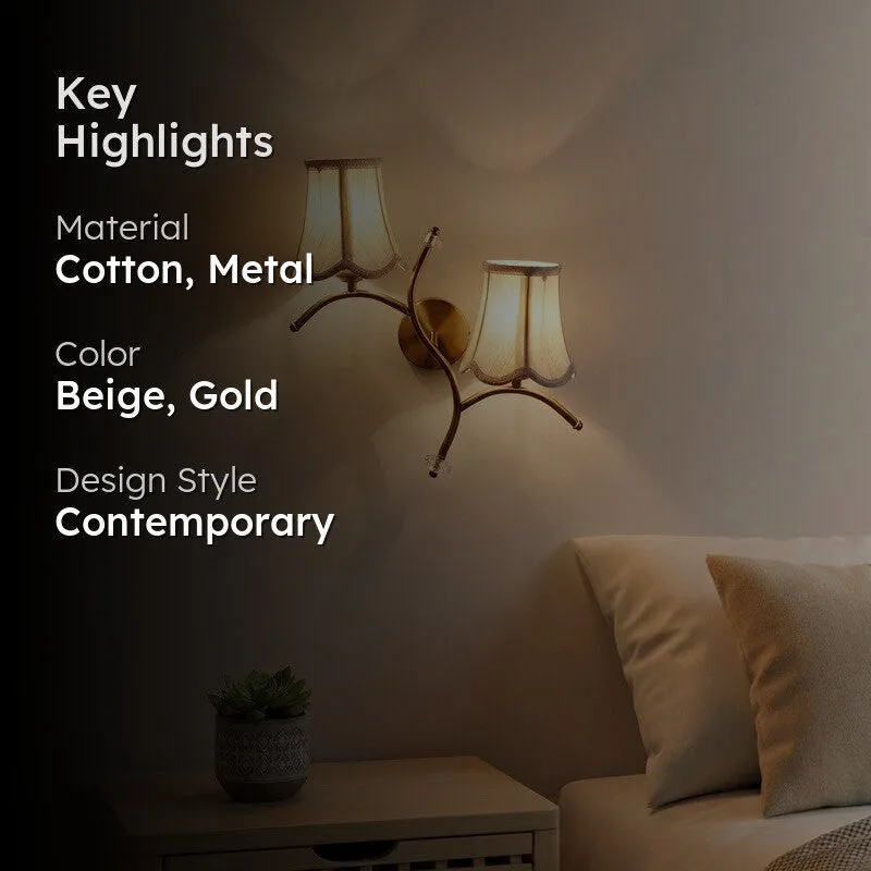 Aure lume Twin Cotton Wall Lamp - Beige media 2