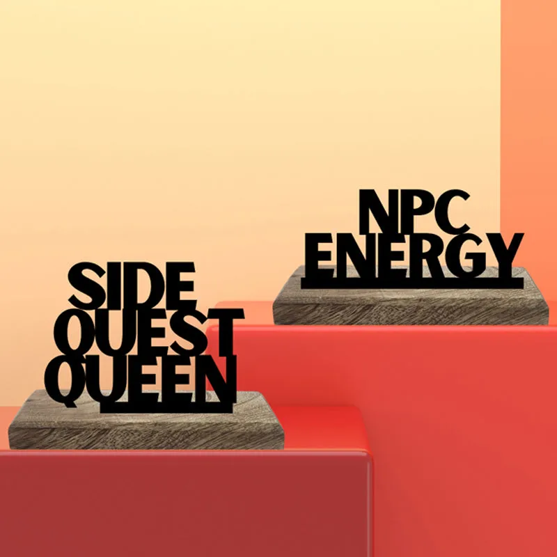 Side Quest Queen Typography Showpiece - Set Of Two media 3