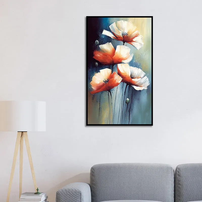 Splash Of Autumn Petals Floral Canvas Wall Painting With Frame - Black media 3
