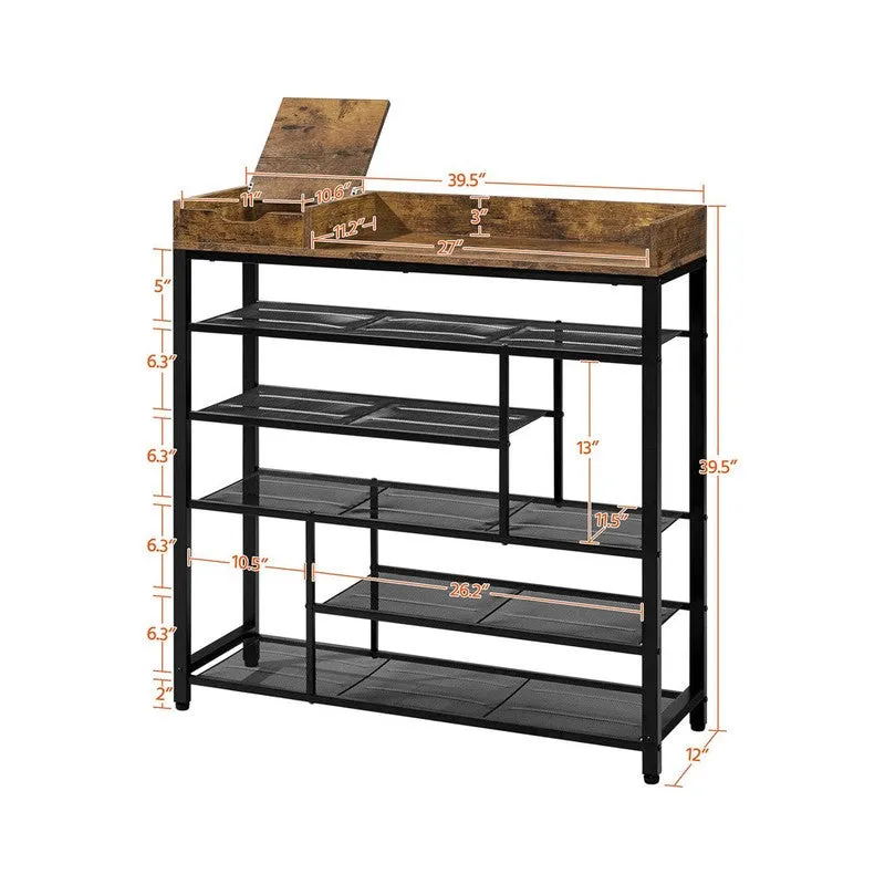 Prism Metal Shoe Rack - Black,Brown media 8