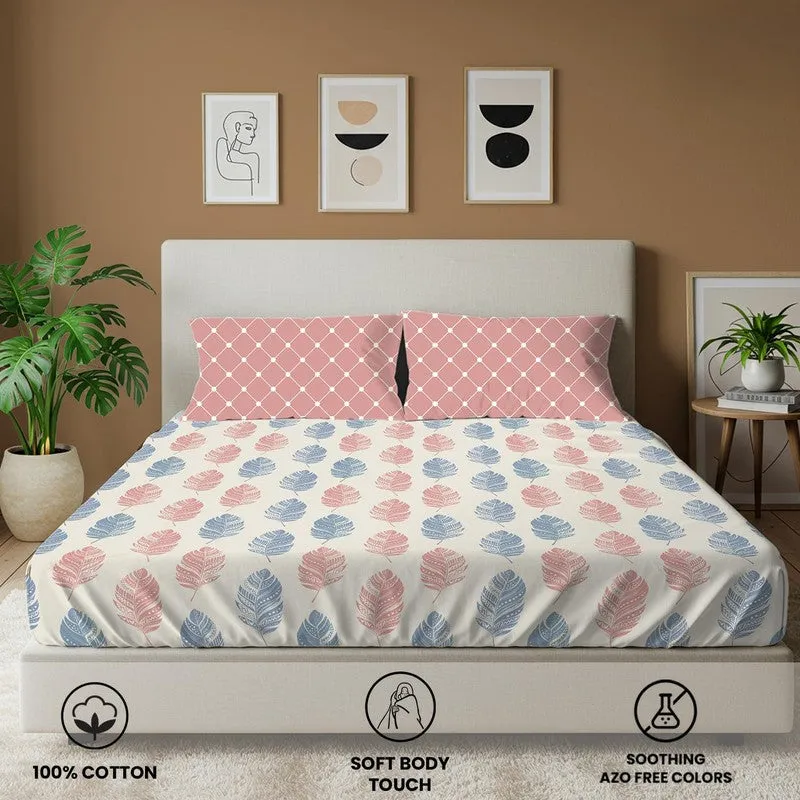 Urban Space Graceful Petals Cotton Bedsheet (Pink) - 144 TC media 4