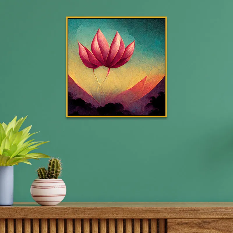 Lotus Solitude Canvas Wall Art With Frame media 1