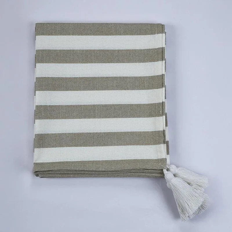 Driftwood Weave Striped Cotton Throw - Grey media 3