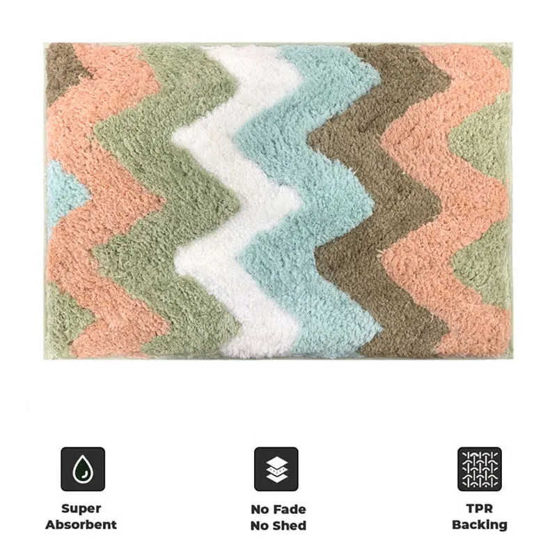 Pastel Chevron Microfiber Bath Mat media 6