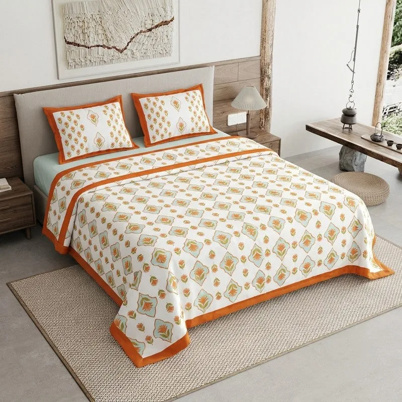 Royal Print Cotton Bedsheet (Red,White) - 120 TC media 1