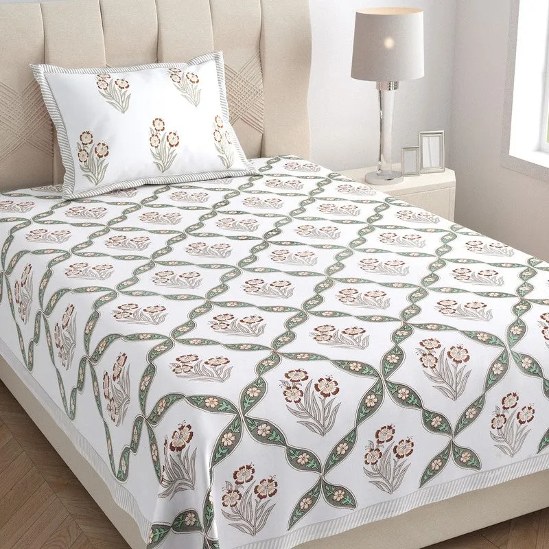 Malati I Cotton Bedsheet (Taupe Grey, Brown) - 180 TC media 3