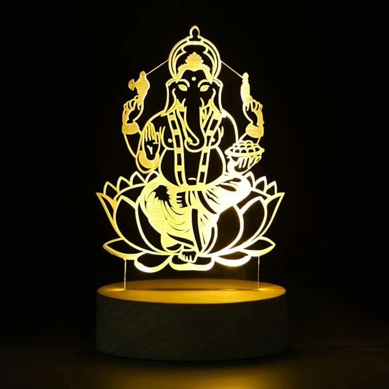 Lord Ganesha LED Acrylic Table Lamp - Brown media 1