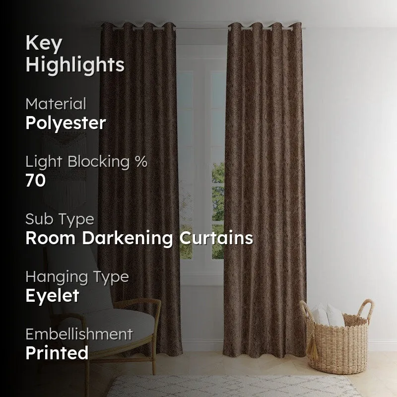 SoftFall Printed Curtains (Coffee) - Set Of Two media 2