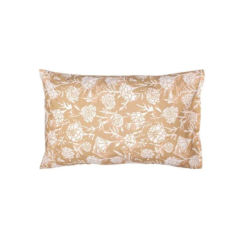 Matching beige and white floral pillow cover